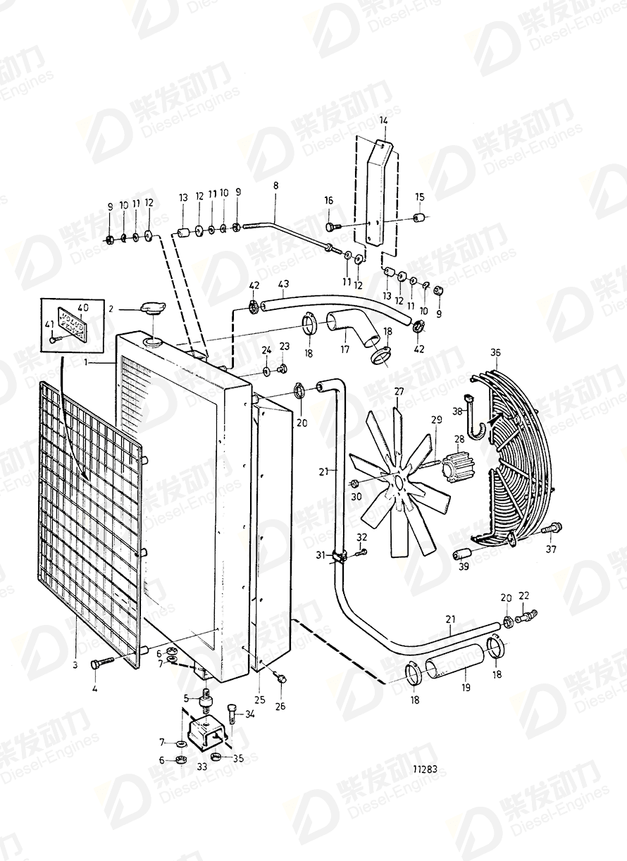 volvo penta Radiator protector 865208 Drawing volvo penta Radiator protector 865208 Drawing